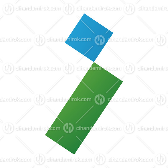 Blue and Green Letter I Icon with a Square and Rectangle