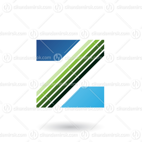 Blue and Green Letter Z with Thick Diagonal Stripes