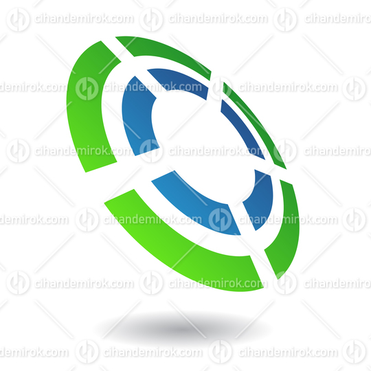 Blue and Green Maze Like Abstract Logo Icon in Perspective