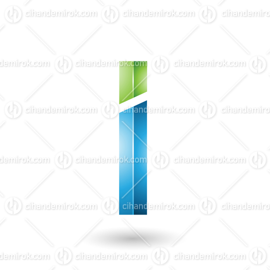 Blue and Green Rectangular Glossy Letter I