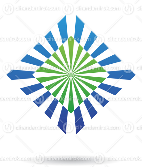 Blue and Green Rectangular Shapes Forming a Square Abstract Logo Icon