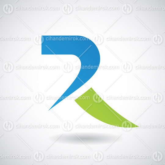 Blue and Green Sharp and Spiky Letter R