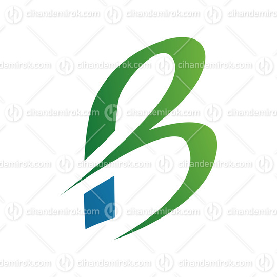 Blue and Green Slim Letter B Icon with Pointed Tips