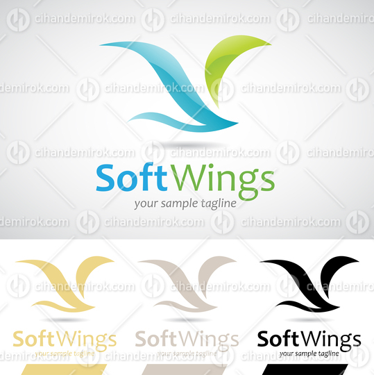 Blue and Green Soft Wings Bird Logo Icon