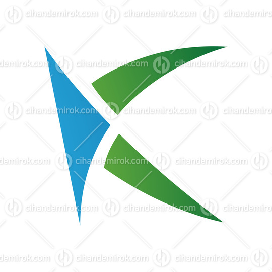 Blue and Green Spiky Letter K Icon