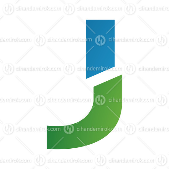 Blue and Green Split Shaped Letter J Icon