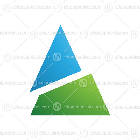 Blue and Green Split Triangle Shaped Letter A Icon