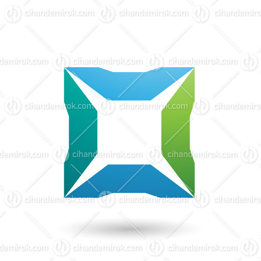 Blue and Green Square with Spikes Vector Illustration