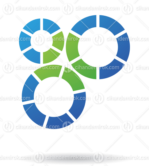 Blue and Green Strip Cogs Abstract Logo Icon