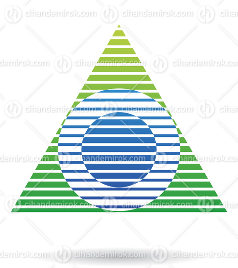 Blue and Green Striped Abstract Circle and Triangle Logo Icon