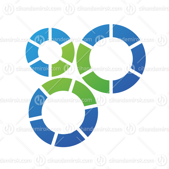 Blue and Green Striped Cogs Logo Icon - Bundle No: 089