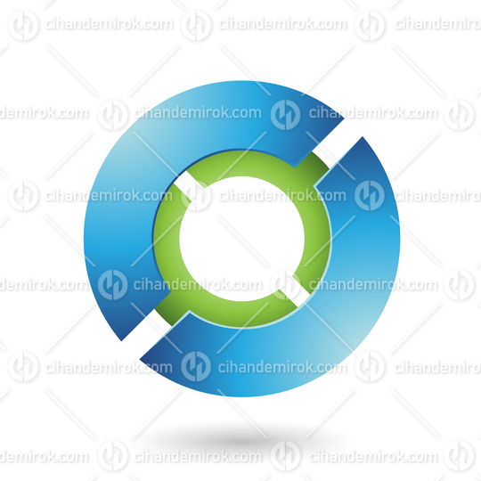 Blue and Green Thick Futuristic Round Disk Vector Illustration