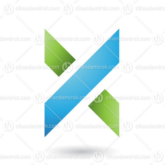 Blue and Green Thick Shaded Letter X Vector Illustration