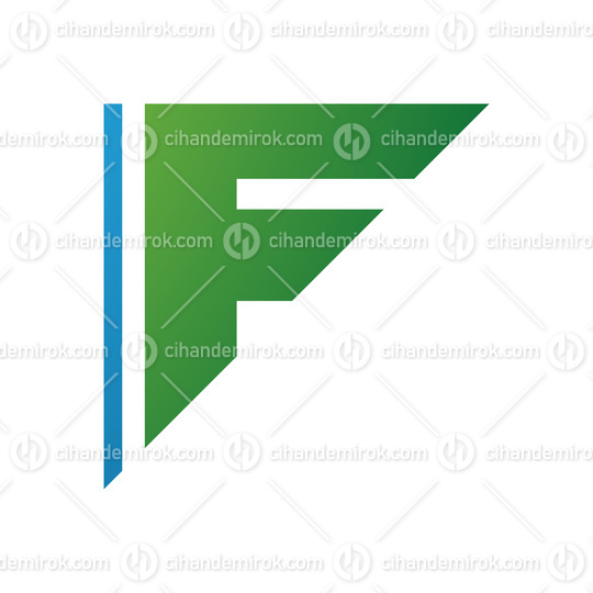 Blue and Green Triangular Letter F Icon