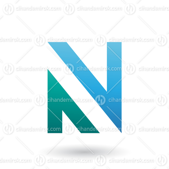 Blue and Green V Shaped Icon for Letter N Vector Illustration