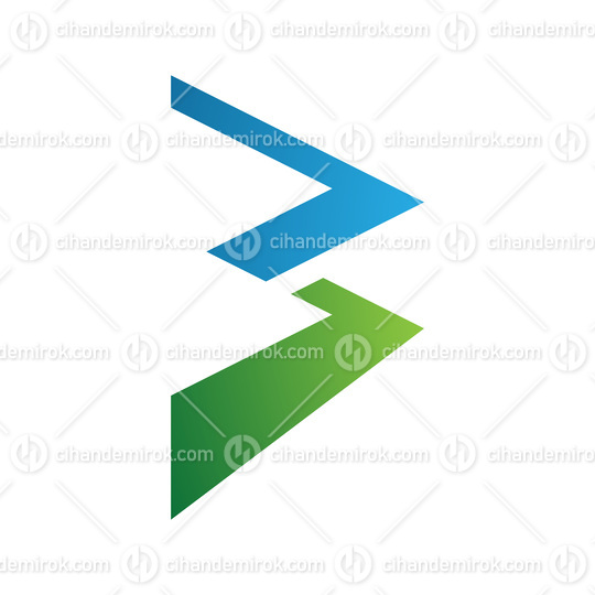 Blue and Green Zigzag Shaped Letter B Icon