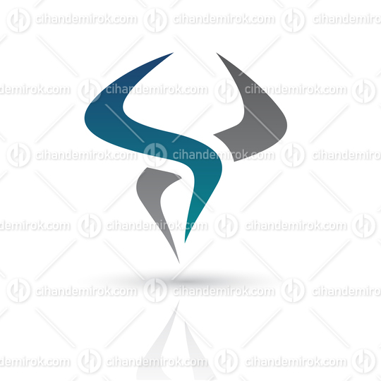 Blue and Grey Abstract Bull Head Shaped Icon