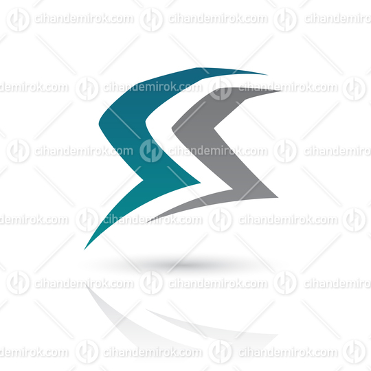 Blue and Grey Abstract Cornered Letter S Icon