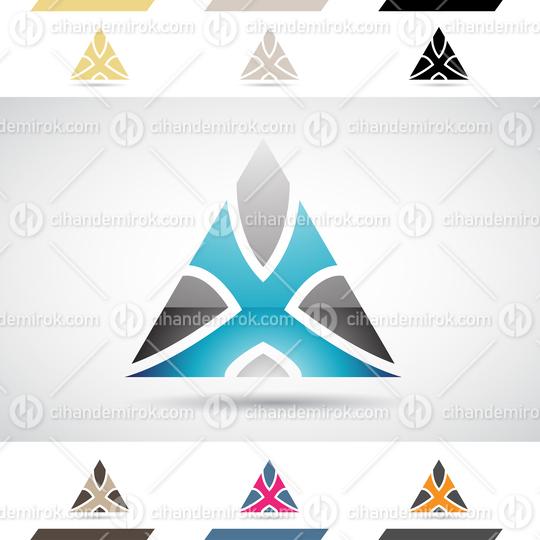 Blue and Grey Abstract Glossy Logo Icon of Triangular Letter X