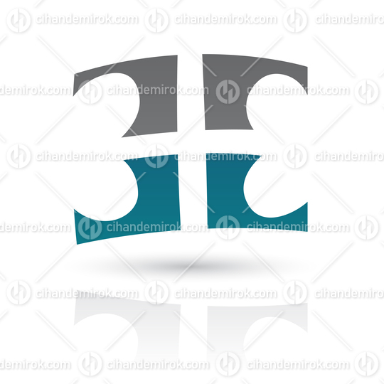 Blue and Grey Abstract Icon of Two Letter E Symbols