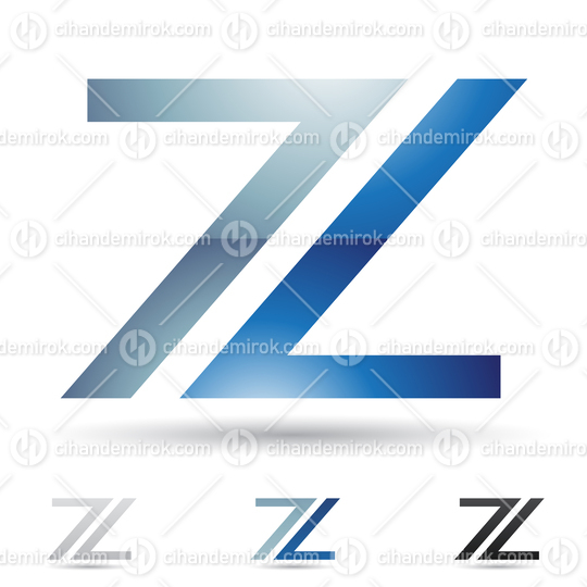 Blue and Grey Glossy Abstract Logo Icon of Letter Z with Number  7 and Flipped 7