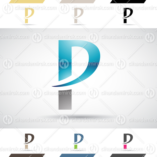 Blue and Grey Glossy Abstract Logo Icon of Sleek Spiky Letter P