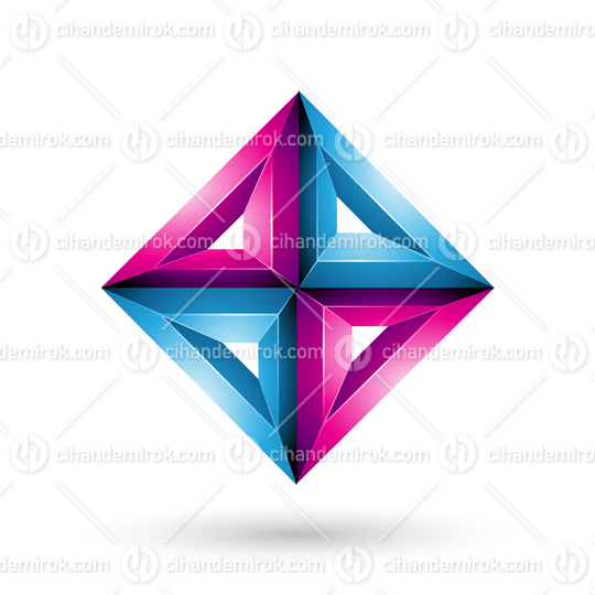 Blue and Magenta 3d Geometrical Embossed Diamond Shape