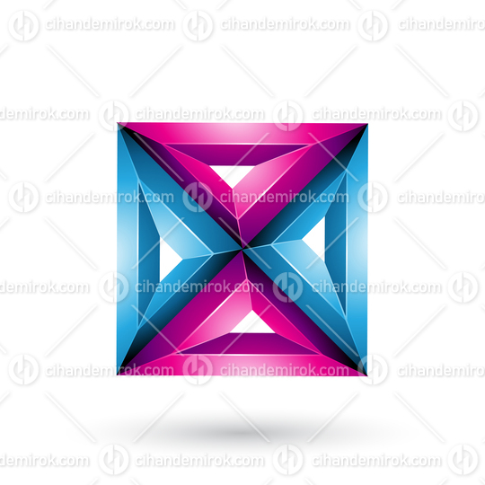 Blue and Magenta 3d Geometrical Embossed Square and Triangle Shape