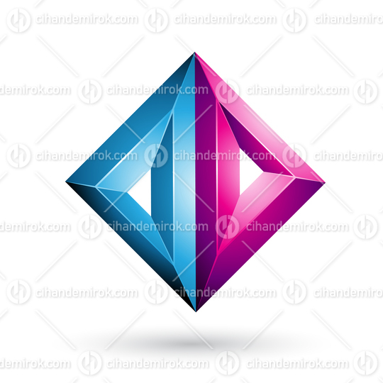 Blue and Magenta 3d Geometrical Embossed Triangle Diamond Shape 