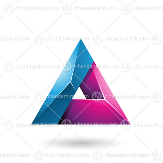 Blue and Magenta 3d Glossy Triangle with a Hole