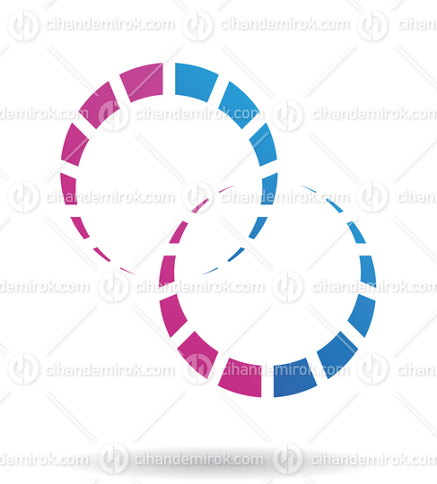 Blue and Magenta Abstract Crescent Shaped Gears Logo Icon
