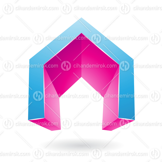 Blue and Magenta Abstract Door Shaped Icon for Letter A