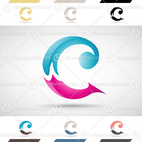 Blue and Magenta Abstract Glossy Logo Icon of Round Shaped Letter C