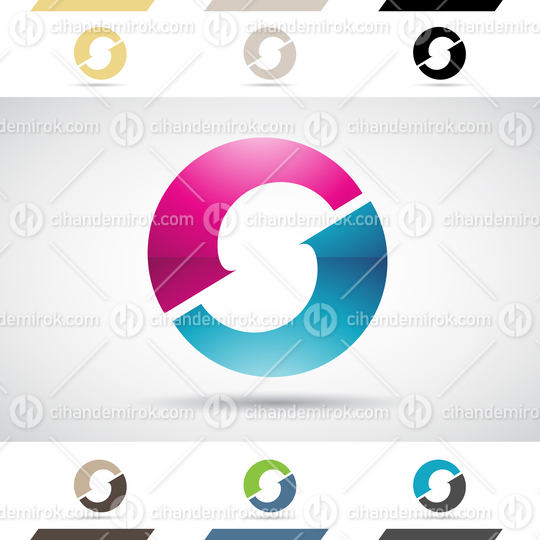 Blue and Magenta Abstract Glossy Logo Icon of Split Shaped Letter O