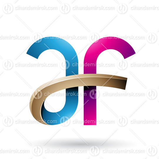 Blue and Magenta Bold Curvy Letters A and F Vector Illustration