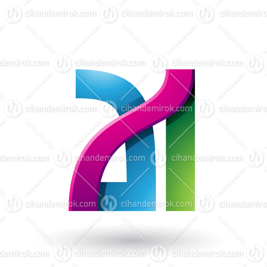 Blue and Magenta Bold Dual Letters A and I Vector Illustration