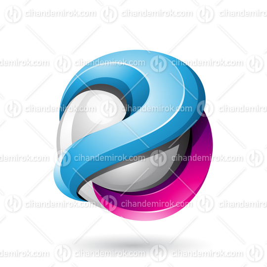 Blue and Magenta Bold Metallic Glossy 3d Sphere