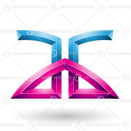 Blue and Magenta Bridged Embossed Letters of A and G