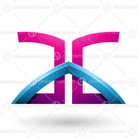 Blue and Magenta Bridged Letters of A and G Vector Illustration