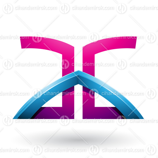 Blue and Magenta Bridged Letters of A and G Vector Illustration