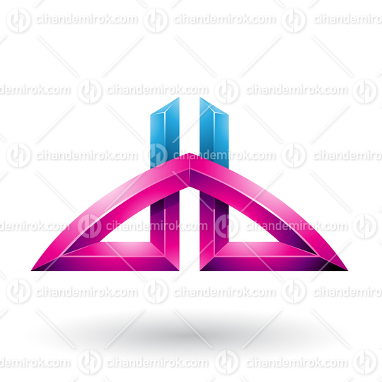 Blue and Magenta Bridged Letters of D and B Vector Illustration