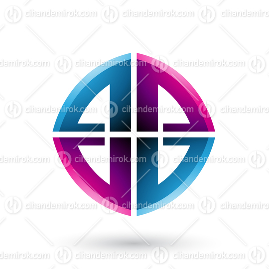 Blue and Magenta Double Sided Shape of Letter B