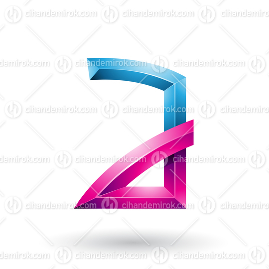 Blue and Magenta Embossed Letter A with Bended Joints