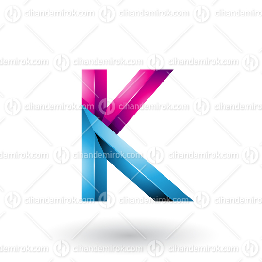 Blue and Magenta Glossy 3d Geometrical Letter K