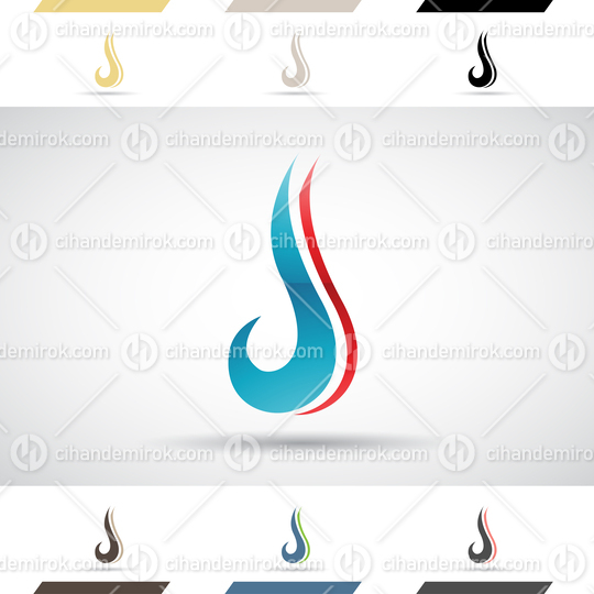 Blue and Magenta Glossy Abstract Logo Icon of Hook Shaped Letter J