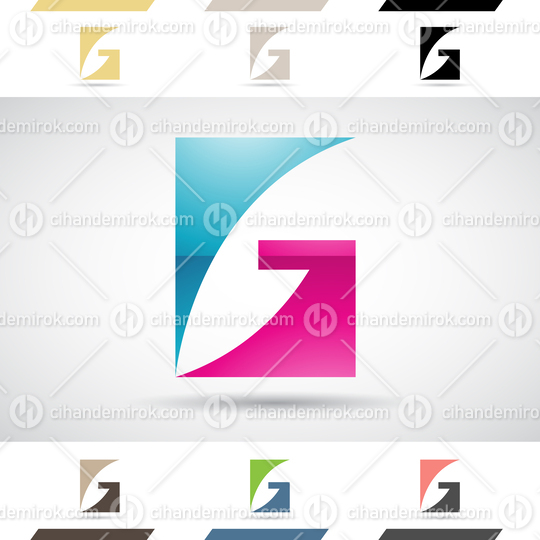 Blue and Magenta Glossy Abstract Logo Icon of Rectangular Spiky Letter G