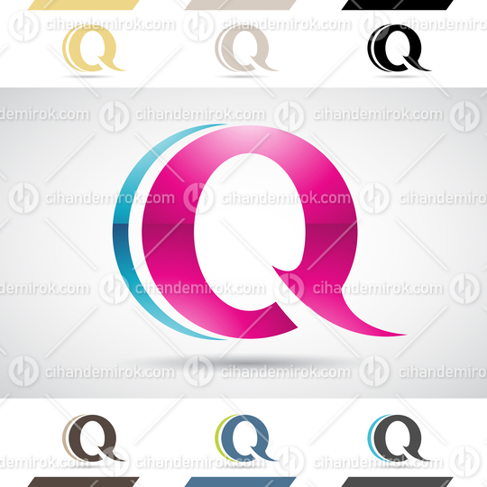 Blue and Magenta Glossy Abstract Logo Icon of Round Letter Q