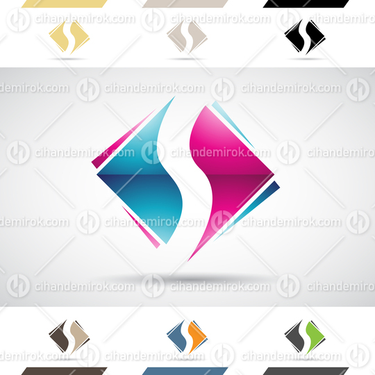 Blue and Magenta Glossy Abstract Logo Icon of Square Letter S