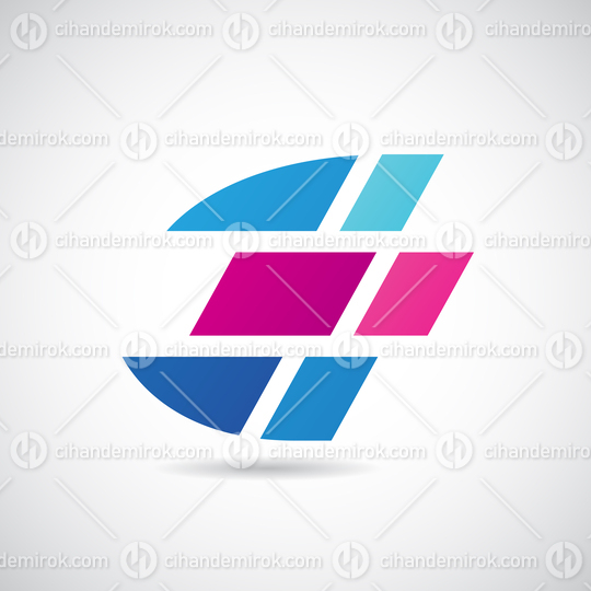 Blue and Magenta Italic Speeding Letter E Icon with a Shadow