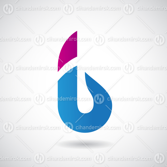 Blue and Magenta Key Shaped Bold Round Logo Icon of Letter B